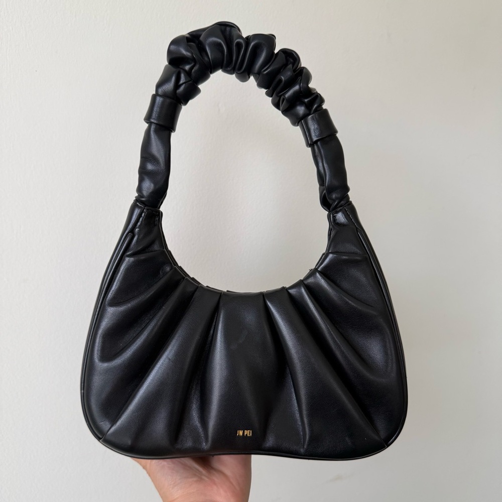 JW PEI Black Gabbi Ruched Hobo Handbag Purse